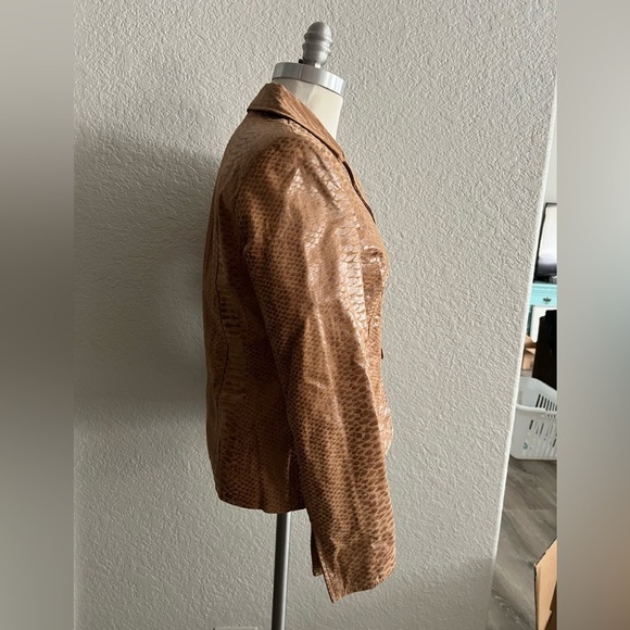 Pamela McCoy Vintage Leather Snakeskin Jacket Women’s Size XS snap out underarm - Picture 3 of 9